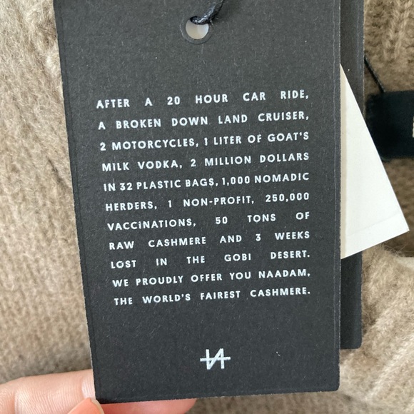 Naadam cashmere fisherman trim crew neck sweater taupe Sz m - Picture 5 of 11